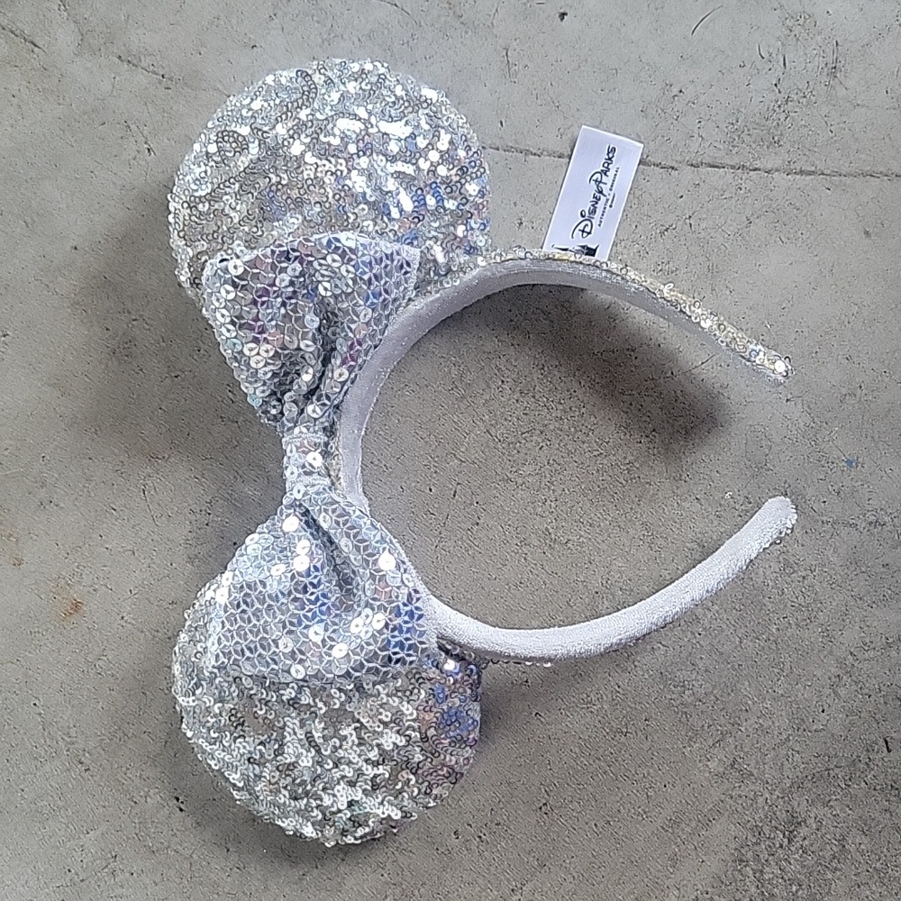 Minnie Mouse Silver Sequin Ears Headband